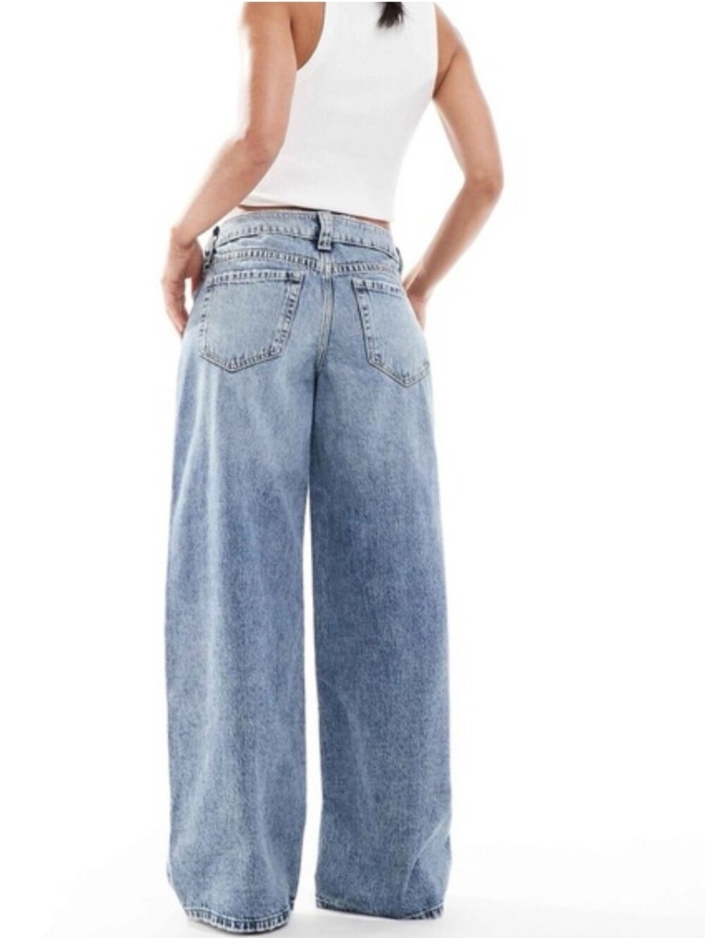 NEW! HOLLISTER Wome's Baggy Low-Rise Wide-Leg Jeans In Blue Ligth Wash Sz 6R/W28 - Picture 16 of 16